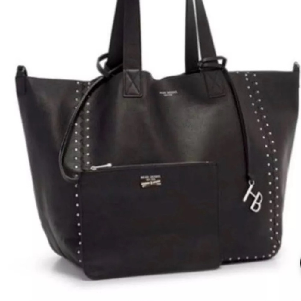 Henri Bendel Astrid reversible soft tote, black and gray python print with pouch